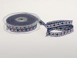 Blumenband Folklore Blau ohne Draht 13 mm Blumenband Folklore Blau ohne Draht 13 mm
