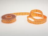 Vichykaro mit Herz Orange 25 mm mit Draht Vichykaro mit Herz Orange 25 mm mit Draht