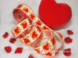 Motivband Blumenherz Rot Weiß mit Draht 40mm Motivband Blumenherz Rot Weiß mit Draht 40mm