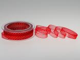 Organzaband Pünktchen Rot ohne Draht 10mm Organzaband Pünktchen Rot ohne Draht 10mm