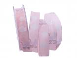 Motivband Kinderwagen rosa 25mm mit Draht Motivband Kinderwagen rosa 25mm mit Draht