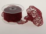 Dekoband Spitze Bordeaux ohne Draht 40mm