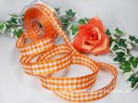 Karoband Vichykaro Orange mit Draht 25mm Karoband Vichykaro Orange mit Draht 25mm