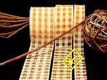 Karoband Organza-Karo Honig/Weiß ohne Draht 50mm