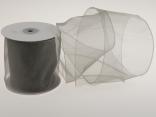 Organzaband Organza 100mm Grau mit Draht