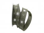 Weihnachtsband Gothland olive 25mm mit Nylonkante Weihnachtsband Gothland olive 25mm mit Nylonkante