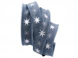 Weihnachtsband Gothland blau 25mm mit Draht Weihnachtsband Gothland blau 25mm mit Draht