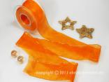 Weihnachtsband Glamour Orange ohne Draht 50mm Weihnachtsband Glamour Orange ohne Draht 50mm