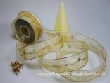 Weihnachtsband Kordelstern Creme mit Draht 40mm Weihnachtsband Kordelstern Creme mit Draht 40mm