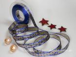 Weihnachtsband Limone Blau Gold ohne Draht 15mm Weihnachtsband Limone Blau Gold ohne Draht 15mm