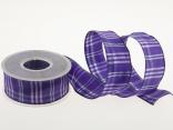 Karoband Schottenkaro Lila mit Draht 40mm Karoband Schottenkaro Lila mit Draht 40mm