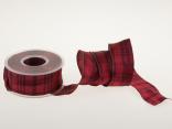 Karoband Schottenkaro Rot mit Draht 40mm Karoband Schottenkaro Rot mit Draht 40mm