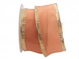 Uniband SONDERFARBE lachs mit Goldrand mit Drahtkante 65mm Uniband SONDERFARBE lachs mit Goldrand mit Drahtkante 65mm