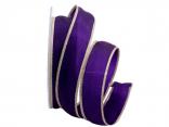 Uniband Goldkante lila 25mm mit Draht Uniband Goldkante lila 25mm mit Draht