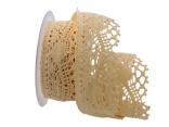 Dekoband Spitze creme dunkel 50mm ohne Draht Dekoband Spitze creme dunkel 50mm ohne Draht