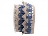 Dekoband Spitze natur / hellblau 50mm ohne Draht