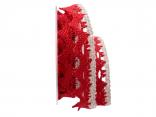 Dekoband Spitze 25mm rot / natur ohne Draht