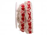 Dekoband Spitze 35mm rot / natur ohne Draht