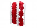 Dekoband Spitze 40mm weiß / rot ohne Draht