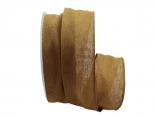 Baumwollband Cotton braun / senfgelb 40mm ohne Draht Baumwollband Cotton braun / senfgelb 40mm ohne Draht