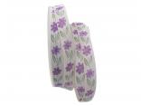 Baumwollband Sommertraum flieder / weiß 15mm ohne Draht Baumwollband Sommertraum flieder / weiß 15mm ohne Draht