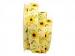 Blumenband Big Flowers 25mm gelb ohne Draht