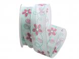 Blumenband Giocoso türkis 40mm mit Draht Blumenband Giocoso türkis 40mm mit Draht