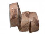 Dekoband Eule toffee 40mm mit Draht Dekoband Eule toffee 40mm mit Draht
