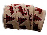 Dekoband Kanadische Winter natur mit Draht 65mm Dekoband Kanadische Winter natur mit Draht 65mm