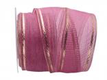 Dekoband Pinky 60mm pink / gold mit Draht Dekoband Pinky 60mm pink / gold mit Draht