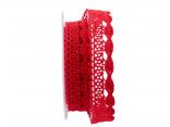 Dekoband Spitze 25 mm rot ohne Draht