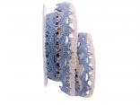 Dekoband Spitze 25mm natur / hellblau ohne Draht