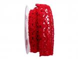 Dekoband Spitze 30mm rot ohne Draht