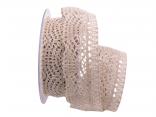Dekoband Spitze 40mm creme /  natur ohne Draht