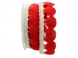 Dekoband Spitze 40mm rot / natur ohne Draht