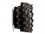 Dekoband Spitze 50mm schwarz / gold ohne Draht