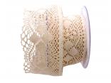 Dekoband Spitze 75mm creme ohne Draht