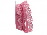 Dekoband Spitze pink / weiß 40mm ohne Draht Dekoband Spitze pink / weiß 40mm ohne Draht