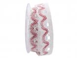 Dekoband Spitze weiß / rosa 40mm ohne Draht Dekoband Spitze weiß / rosa 40mm ohne Draht