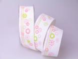 Dekoband Wild Flowers rosa 40mm mit Draht
