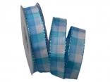 Karoband Andorra hellblau 25mm mit Draht Karoband Andorra hellblau 25mm mit Draht