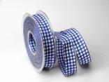 Karoband Landhauskaro Blau mit Draht 25mm Karoband Landhauskaro Blau mit Draht 25mm