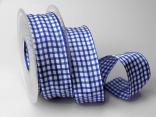 Karoband Landhauskaro Blau mit Draht 40mm Karoband Landhauskaro Blau mit Draht 40mm