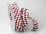 Karoband Landhauskaro Bordeaux mit Draht 25mm Karoband Landhauskaro Bordeaux mit Draht 25mm