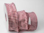 Karoband Landhauskaro Bordeaux mit Draht 40mm Karoband Landhauskaro Bordeaux mit Draht 40mm