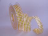 Karoband Landhauskaro Gelb mit Draht 25mm Karoband Landhauskaro Gelb mit Draht 25mm