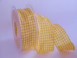 Karoband Landhauskaro Gelb mit Draht 40mm Karoband Landhauskaro Gelb mit Draht 40mm