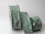 Karoband Landhauskaro Grün mit Draht 40mm Karoband Landhauskaro Grün mit Draht 40mm