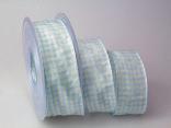 Karoband Landhauskaro Hellblau mit Draht 40mm
