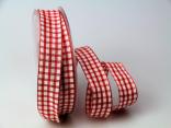 Karoband Landhauskaro Rot mit Draht 25mm Karoband Landhauskaro Rot mit Draht 25mm